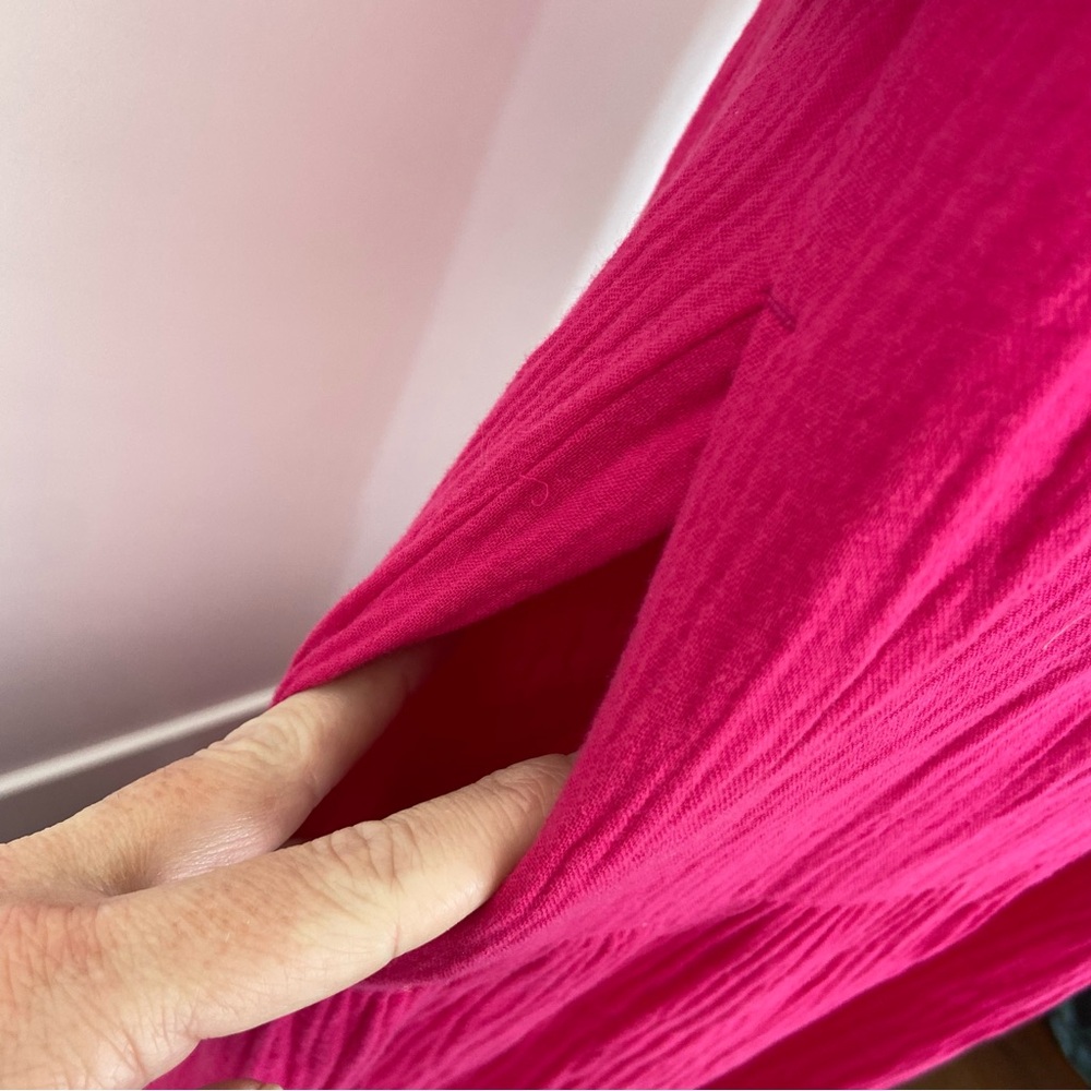 Chico’s Tiered Maxi Dress Gauze Pink Resort Lagenlook Cotton Cottagecore 1 Med - Picture 4 of 6